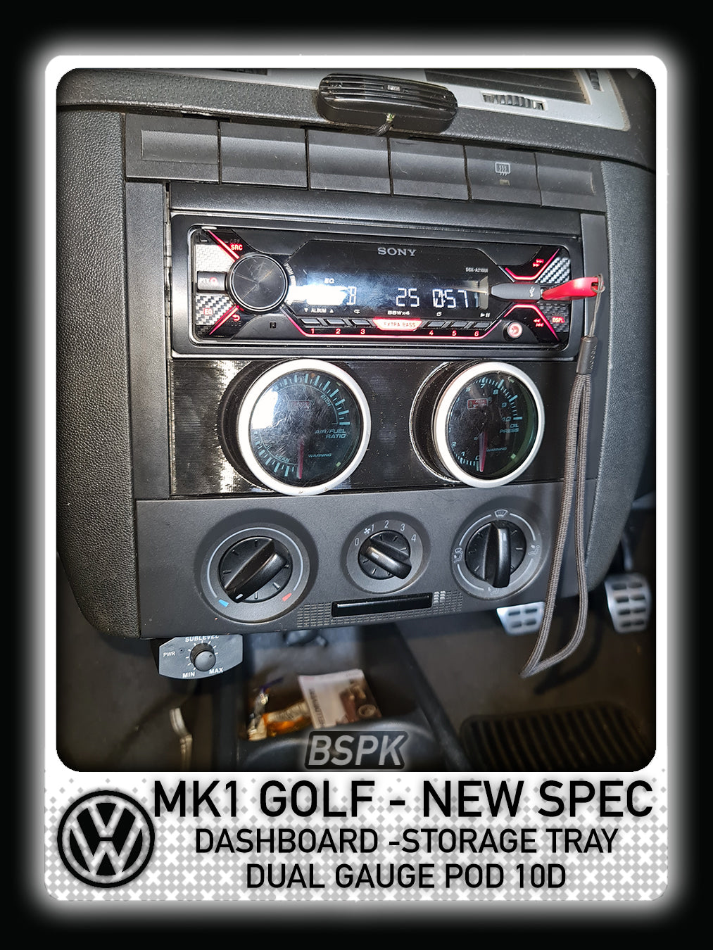 Volkswagen MK1 Golf - New Spec - Dashboard Stroage Tray Dual Gauge Pod 10°