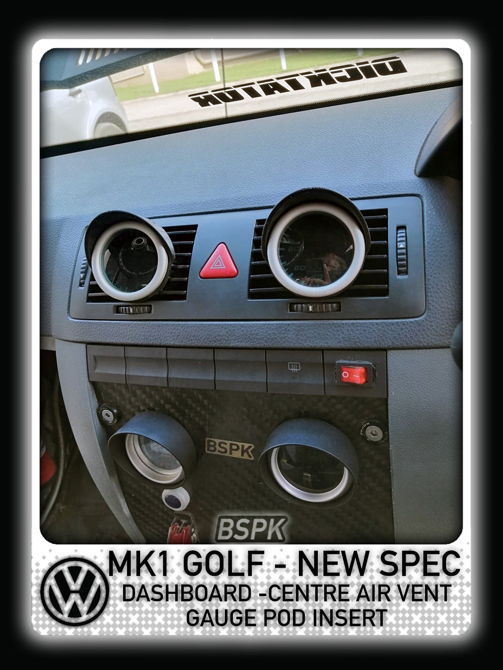 Volkswagen MK1 Golf - New Spec - Centre Air Vent Gauge Pod Insert 10°