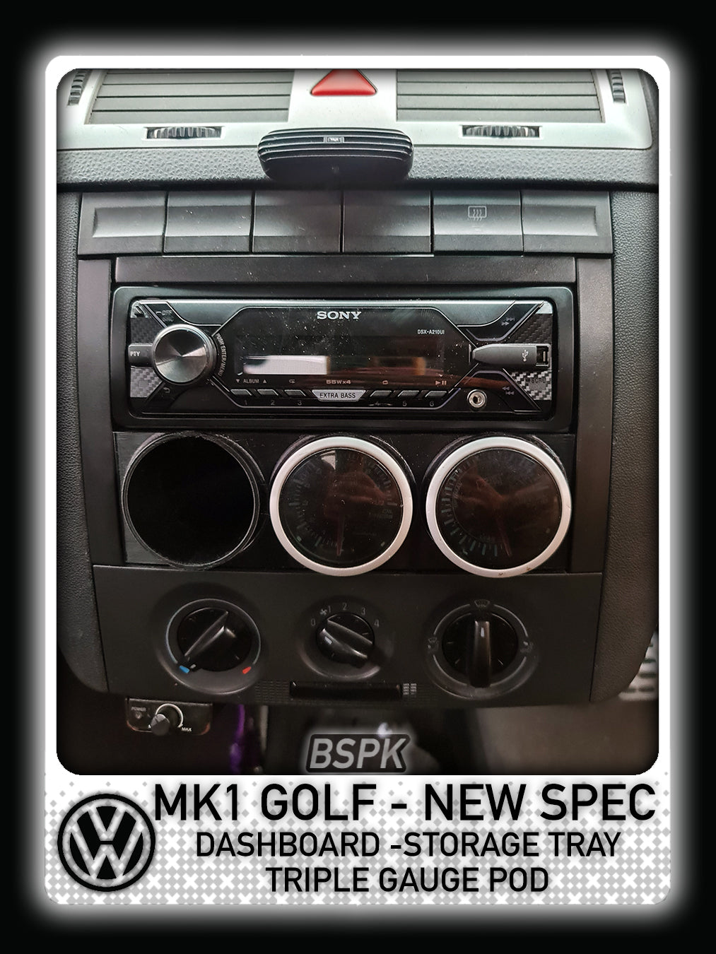 Volkswagen MK1 Golf - New Spec - Dashboard Stroage Tray Triple Gauge Pod