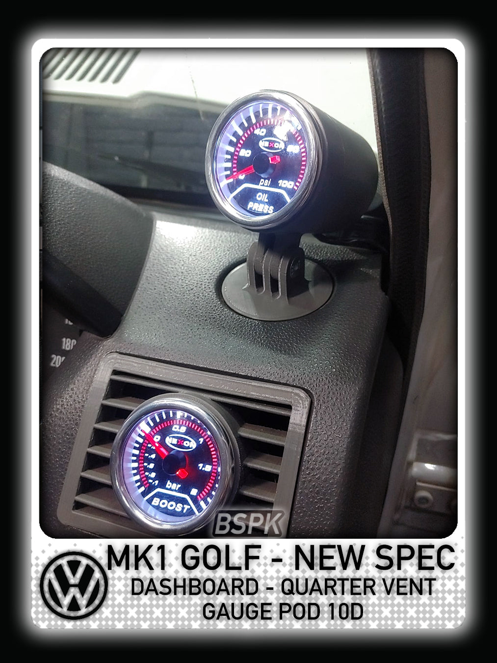 Volkswagen MK1 Golf - New Spec - Dashboard Quarter Vent Gauge Pod
