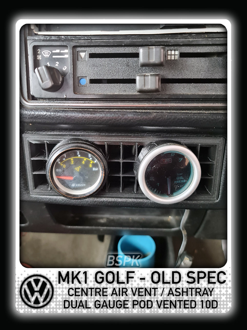 Volkswagen MK1 Golf - Old Spec - Centre Air Vent Dual Gauge Pod 10° Vented